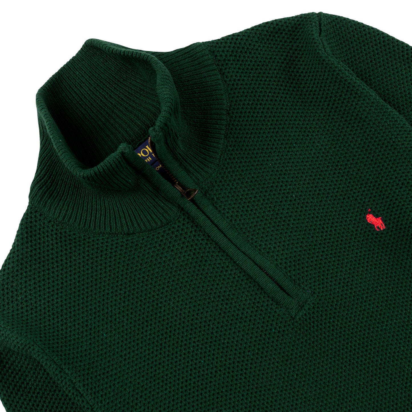 Quarter Zip Knit Woolen Cotton Sweater Bottle Green QZS-06