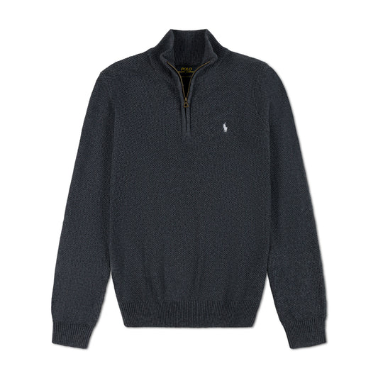 Quarter Zip Knit Woolen Cotton Sweater Charcoal QZS-02