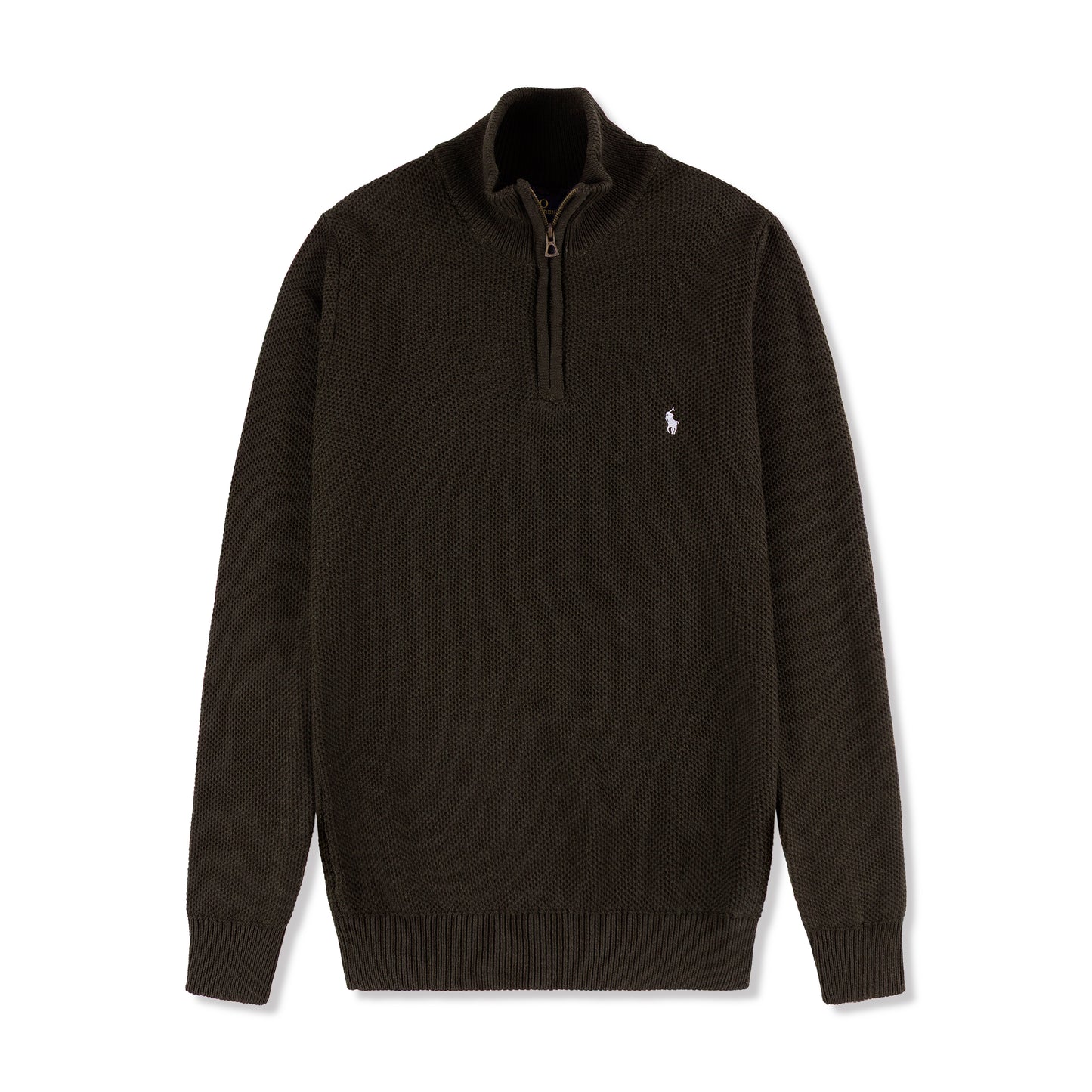 Quarter Zip Knit Woolen Cotton Sweater Dark Coffee QZS-05