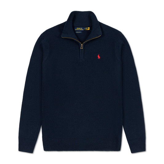 Quarter Zip Knit Woolen Cotton Sweater Navy Blue QZS-15