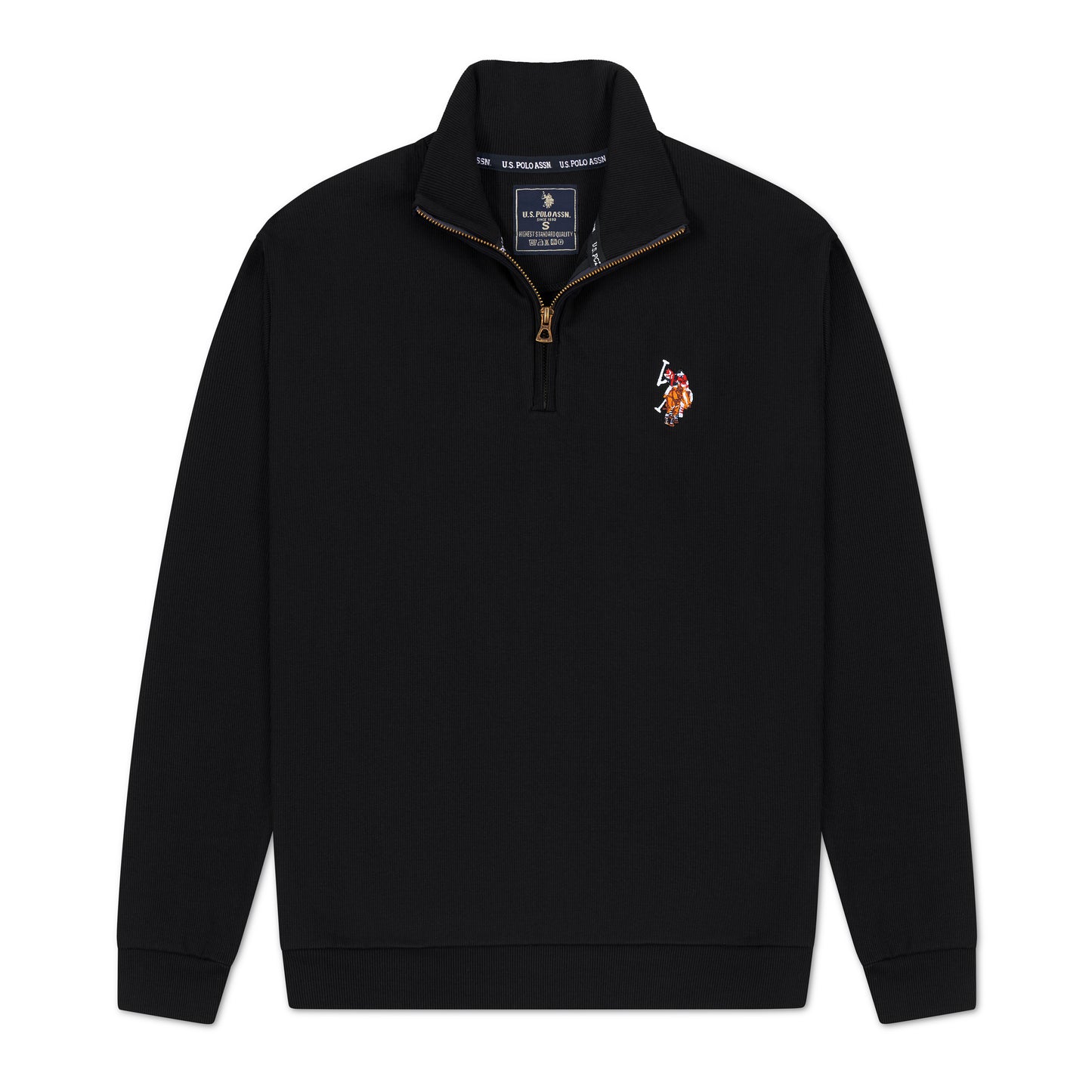 Quarter Zip Ribbed Sweatshirt Black RQZS-01