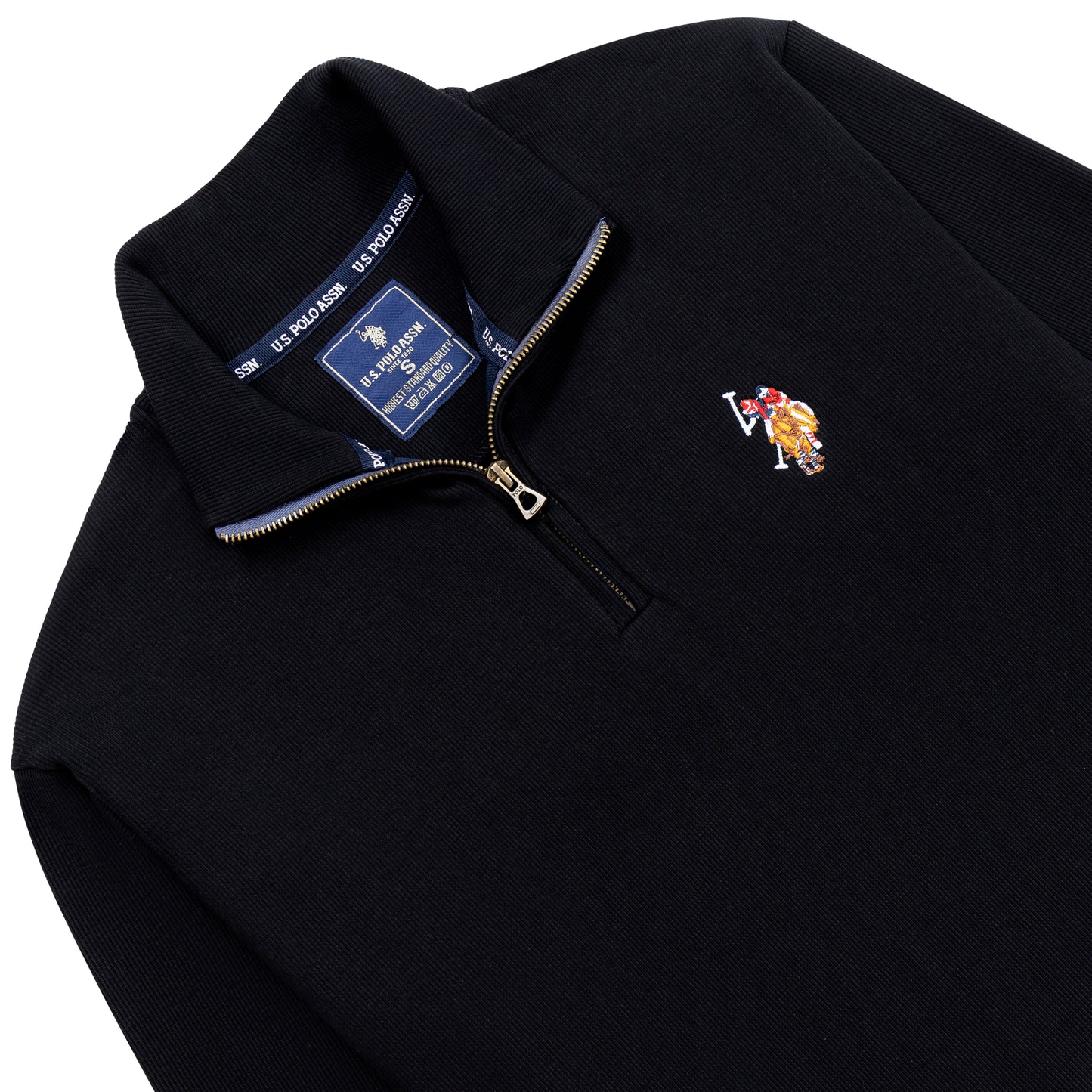 Quarter Zip Ribbed Sweatshirt Black RQZS-01