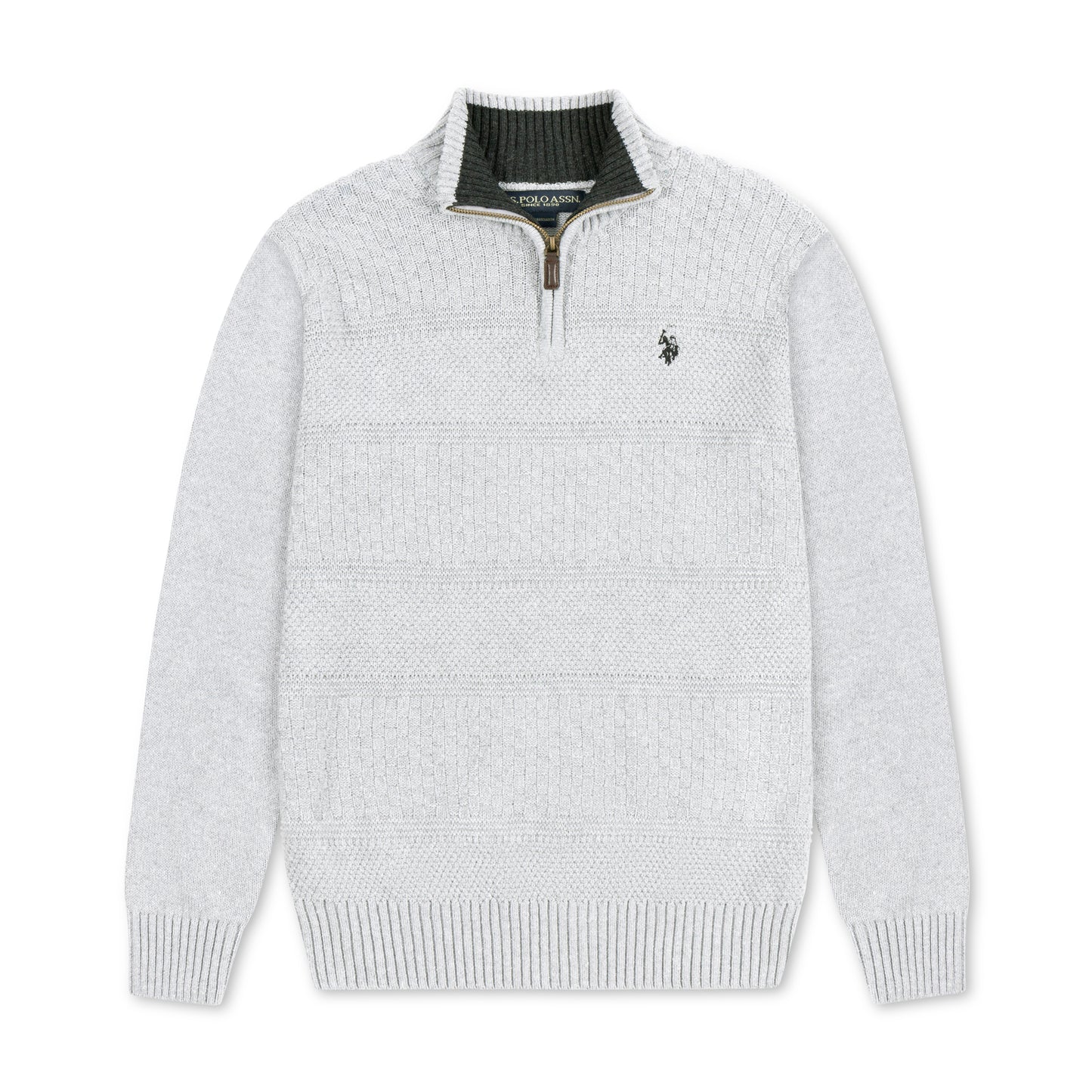 Quarter Zip Textured Knit Woolen Sweater Ash QZS-12