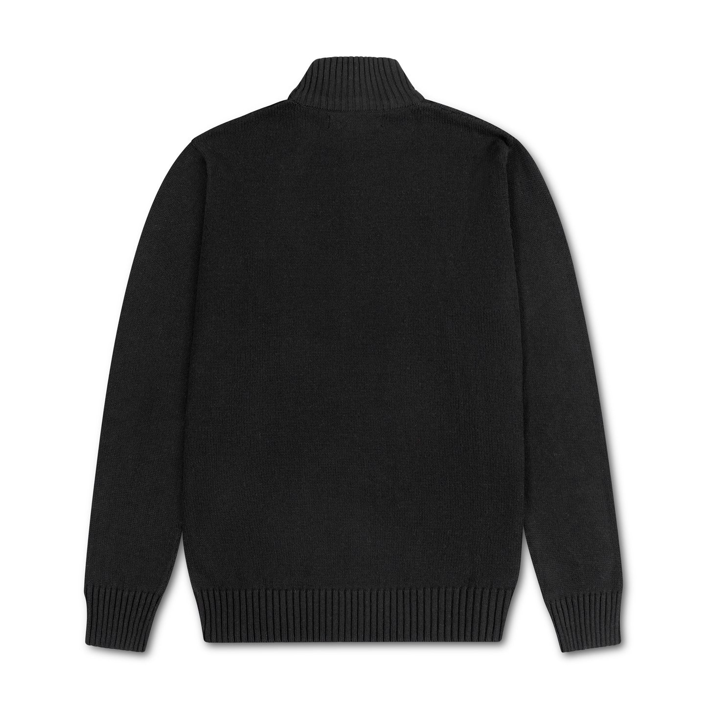 Quarter Zip Textured Knit Woolen Sweater Black QZS-11