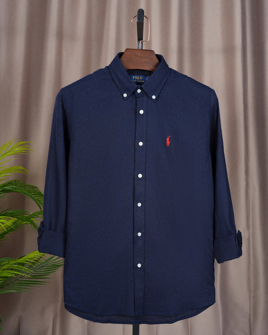 Linen Casual Shirt Navy Blue RLCS-74