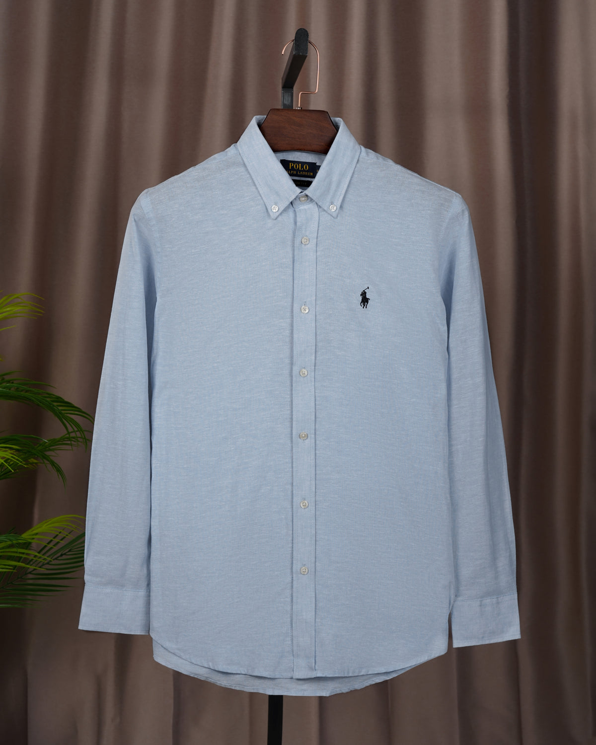 Solid Linen Light Blue Casual Shirt RLCS-77