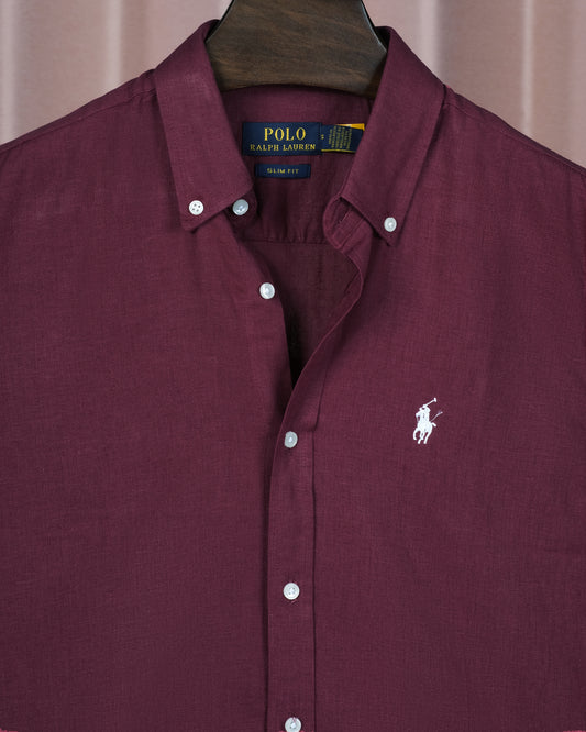 Solid Linen Shirt Burgundy RLCS-79