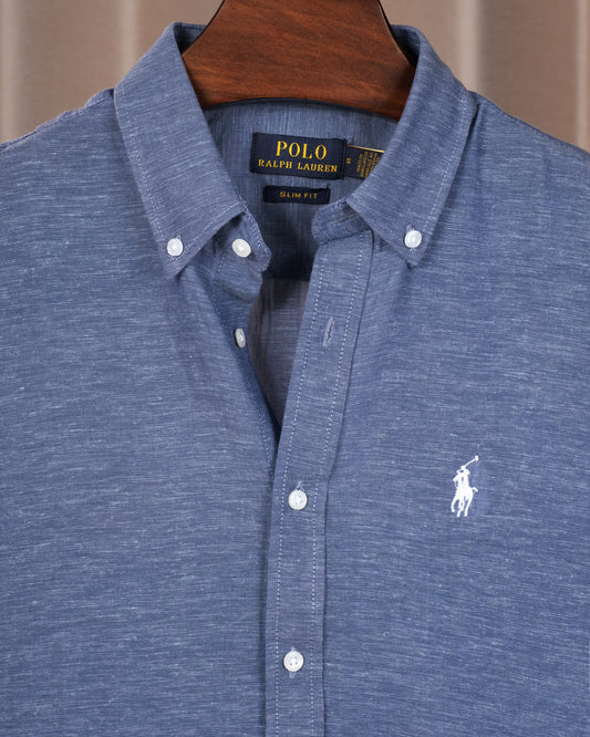 Solid Linen Shirt Chambray Blue RLCS-80