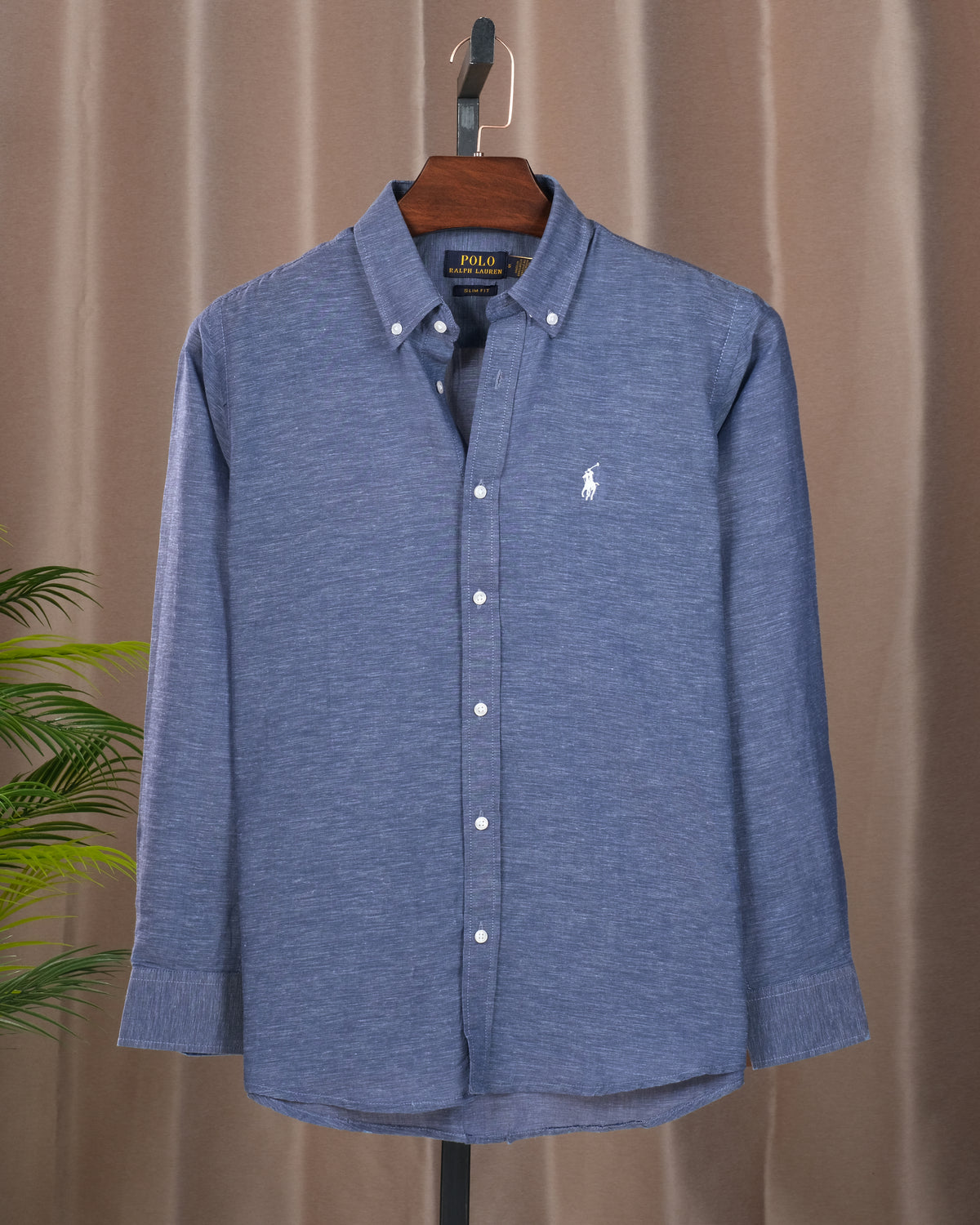 Solid Linen Shirt Chambray Blue RLCS-80