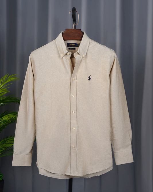 Solid Oxford Light Beige Casual Shirt RLCS-81