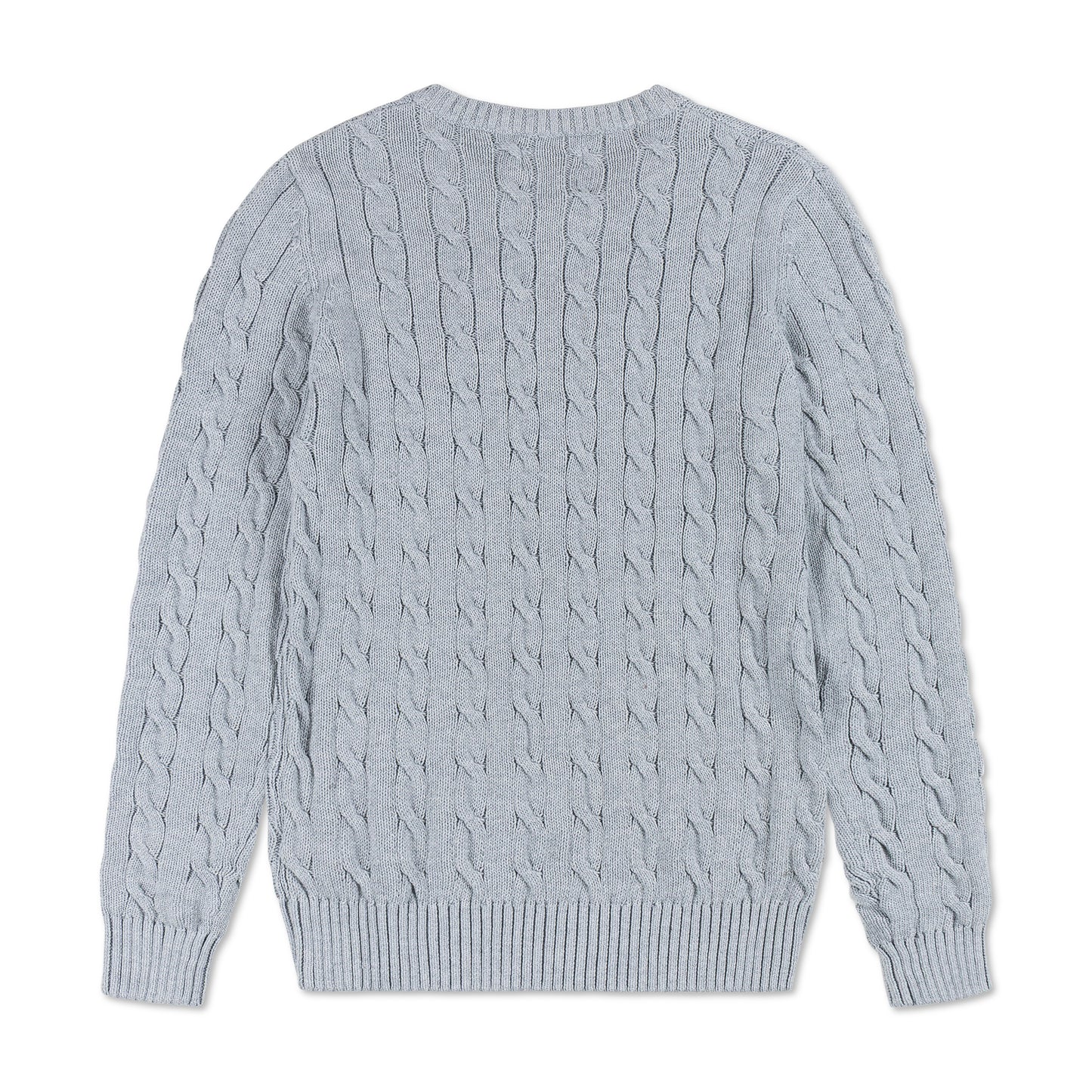 Round Neck Cable-Knit Woolen Sweater Ash RNS-04