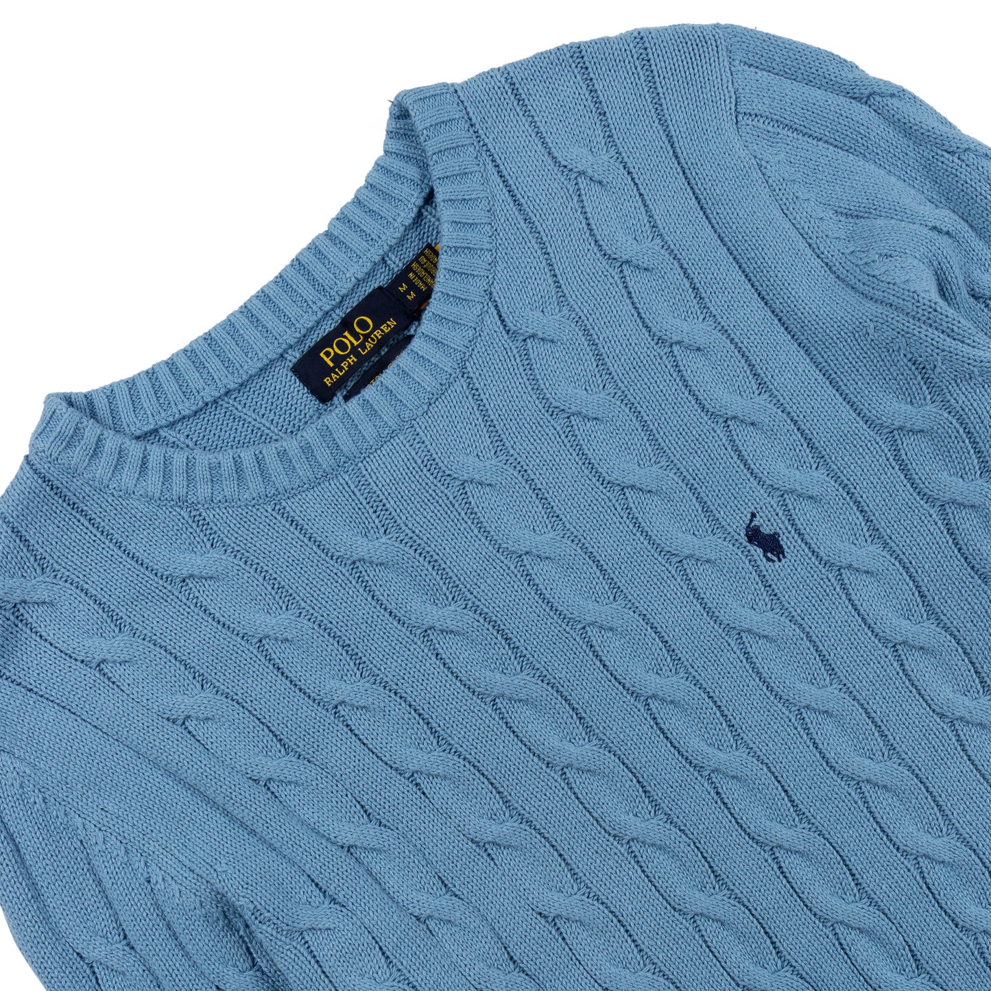 Round Neck Cable-Knit Woolen Sweater Baby Blue RNS-09