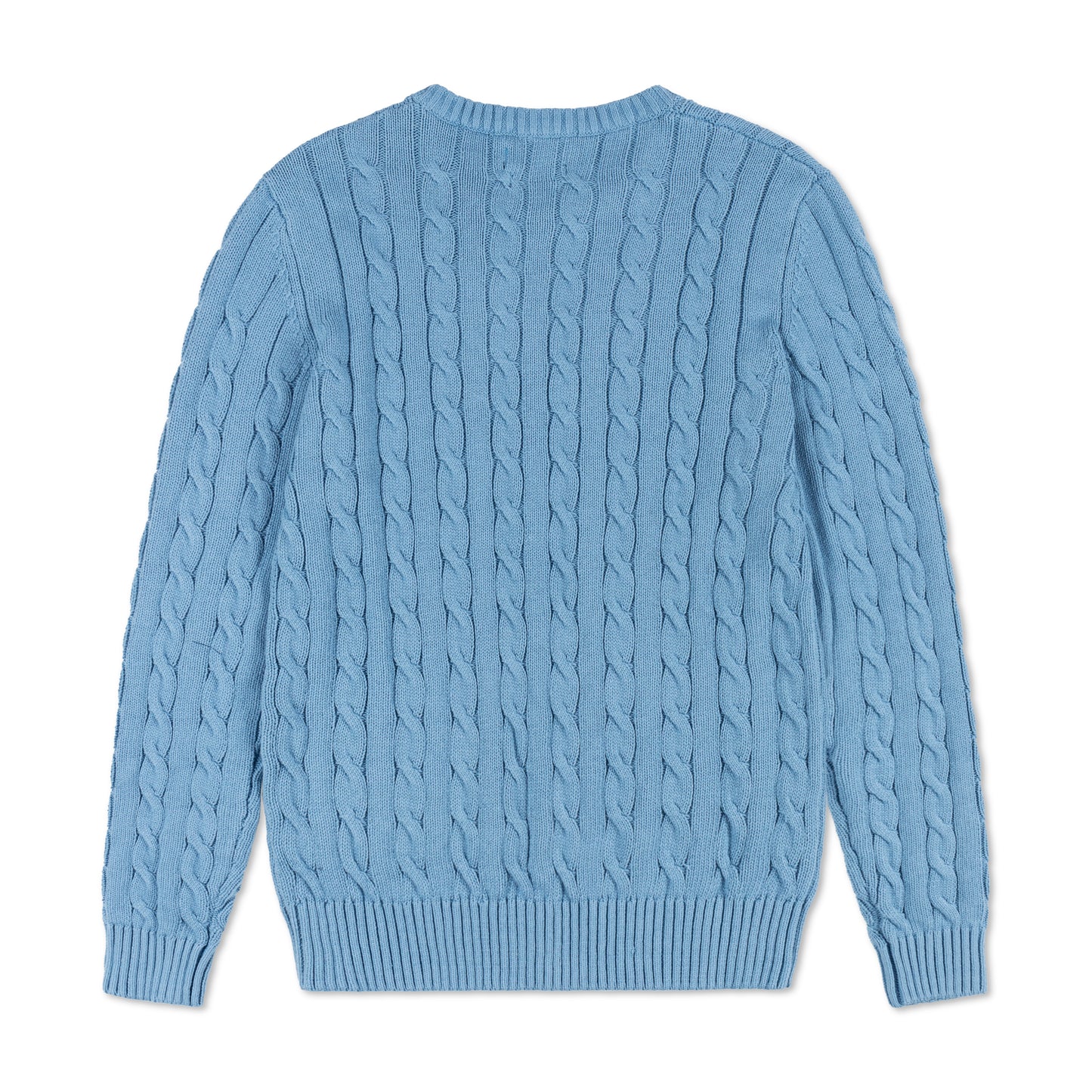 Round Neck Cable-Knit Woolen Sweater Baby Blue RNS-09