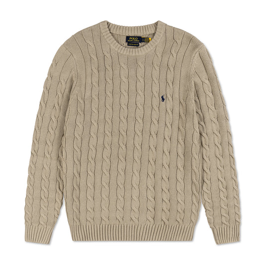 Round Neck Cable-Knit Woolen Sweater Biscuit RNS-08