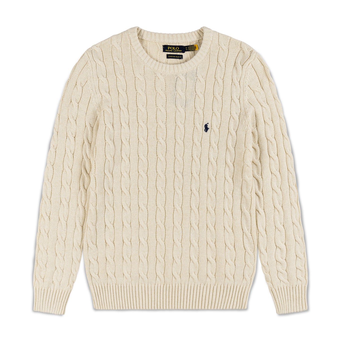 Round Neck Cable-Knit Woolen Sweater Cream RNS-02