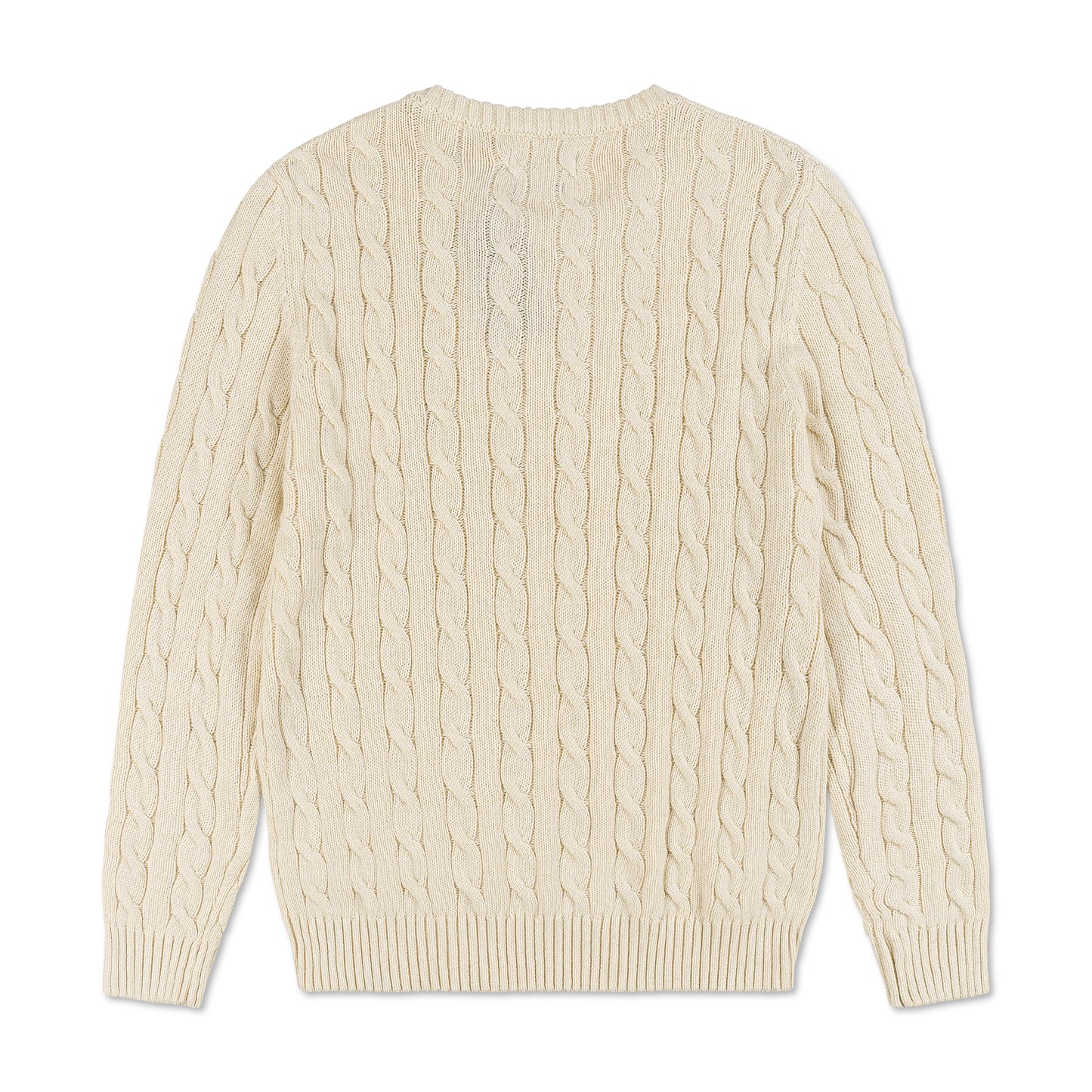 Round Neck Cable-Knit Woolen Sweater Cream RNS-02