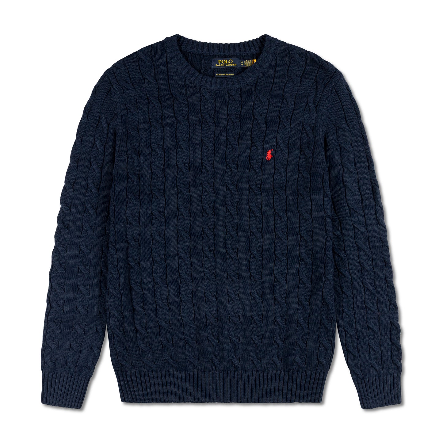Round Neck Cable-Knit Woolen Sweater Navy Blue RNS-05
