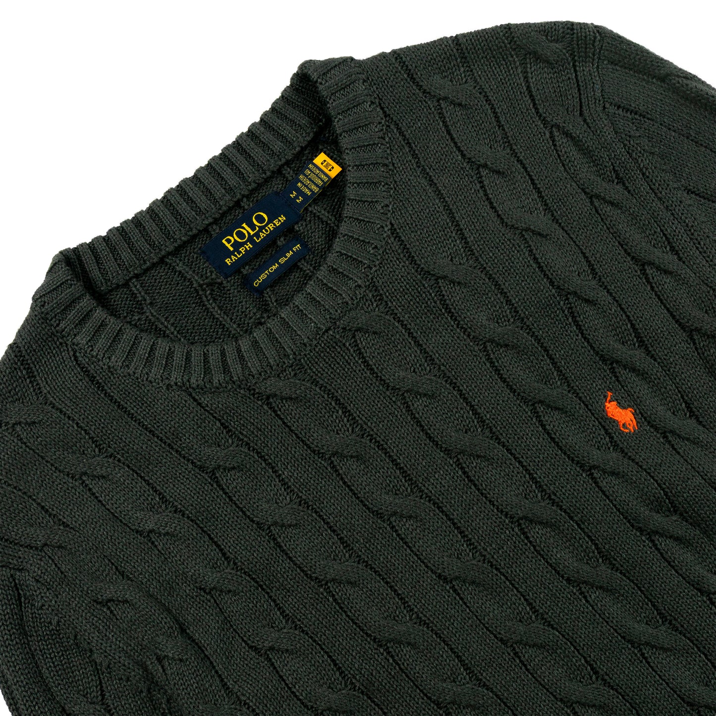 Round Neck Cable-Knit Woolen Sweater Olive RNS-06