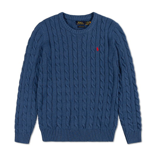 Round Neck Cable-Knit Woolen Sweater Royal Blue RNS-03