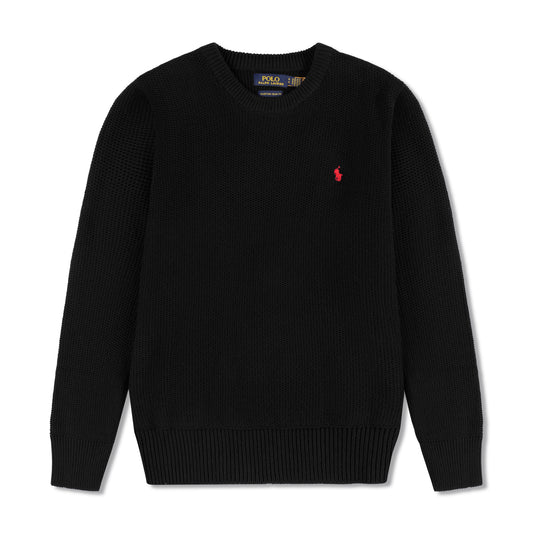 Round Neck Knit Woolen Cotton Sweater Black RNS-10