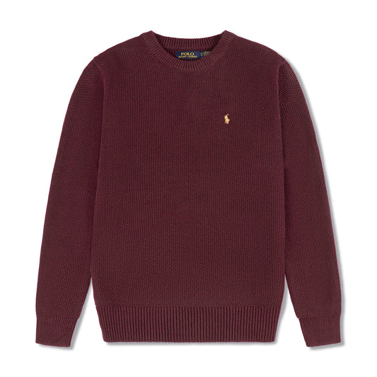 Round Neck Knit Woolen Cotton Sweater Burnt Maroon RNS-15