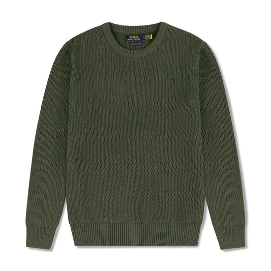 Round Neck Knit Woolen Cotton Sweater Olive Green RNS-12